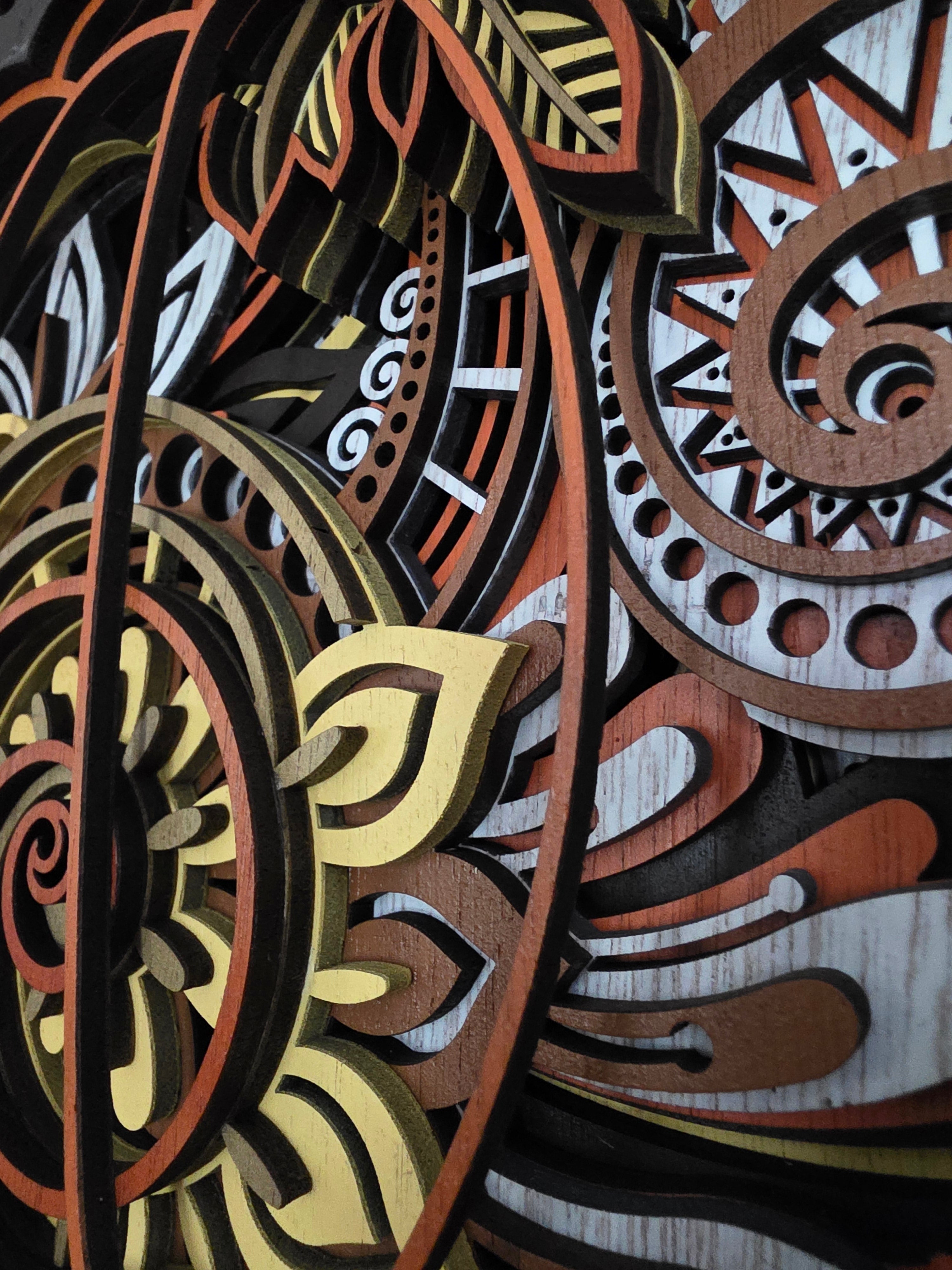 Hello Fall Mandala Pumpkin Wood Wall Art – Layered Autumn Décor