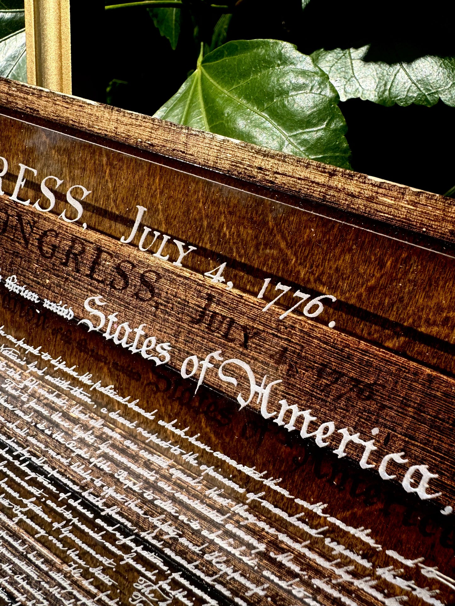 24" Laser-Engraved Birch USA with the Declaration of Independence on 1/4" Acrylic Stand-Off