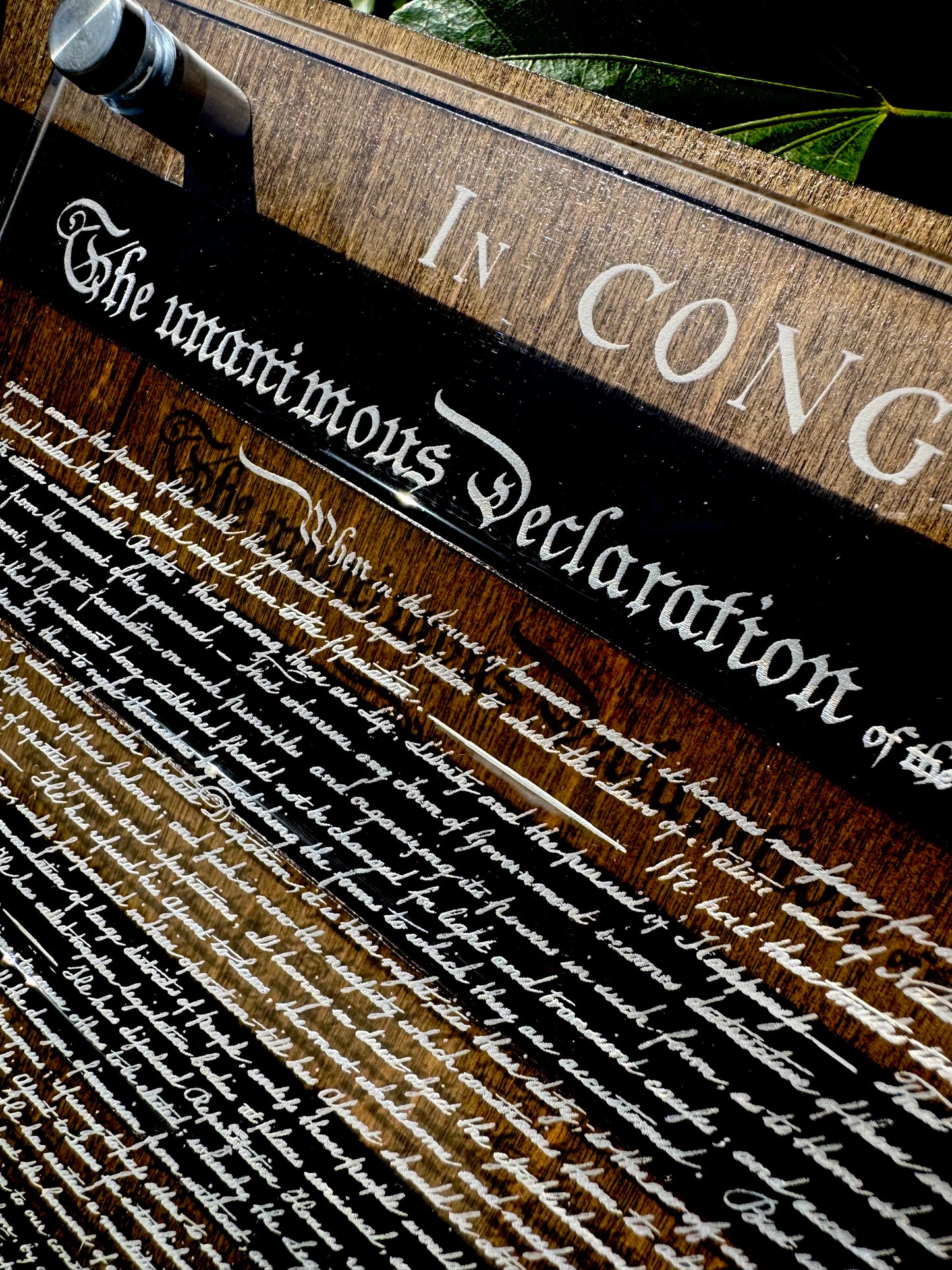 24" Laser-Engraved Birch USA with Black Epoxy Inlay & Declaration of Independence on Acrylic