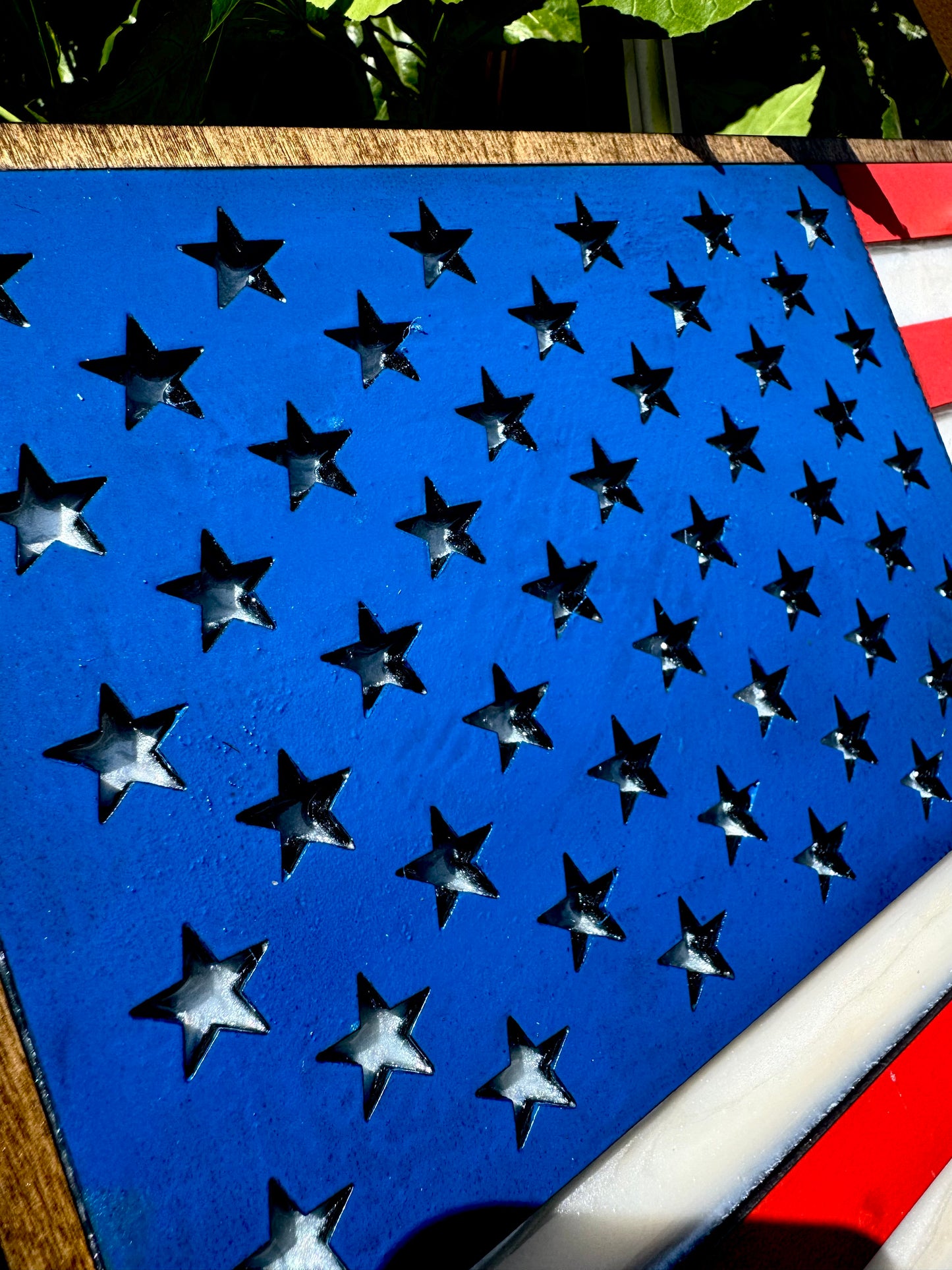 24" Patriotic Birch USA Wall Art with Epoxy Resin Inlay & Declaration of Independence on Acrylic
