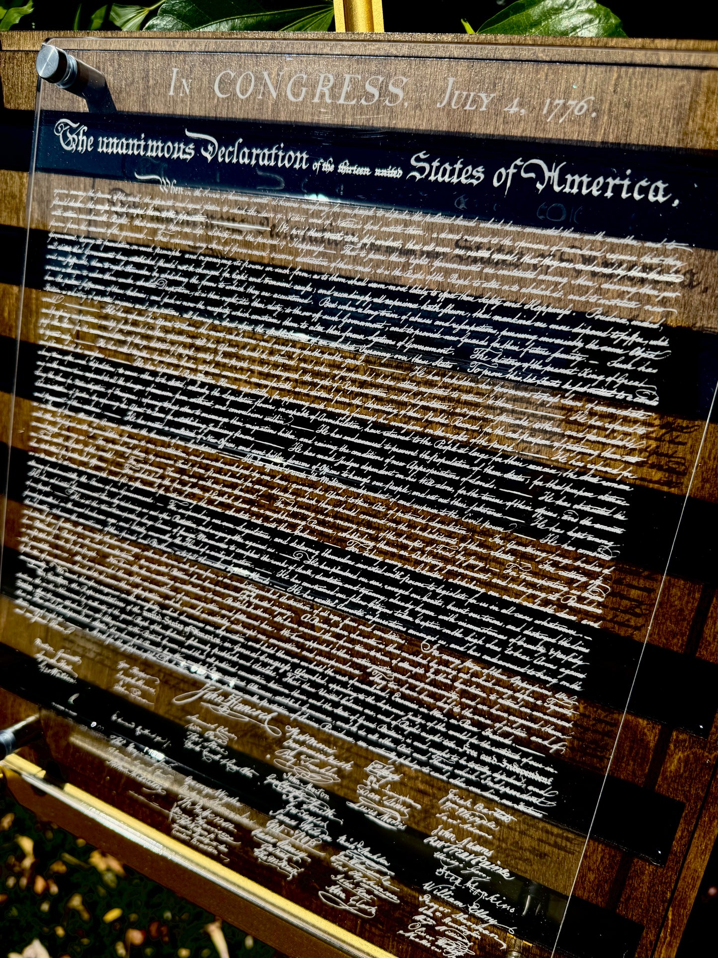24" Laser-Engraved Birch USA with Black Epoxy Inlay & Declaration of Independence on Acrylic