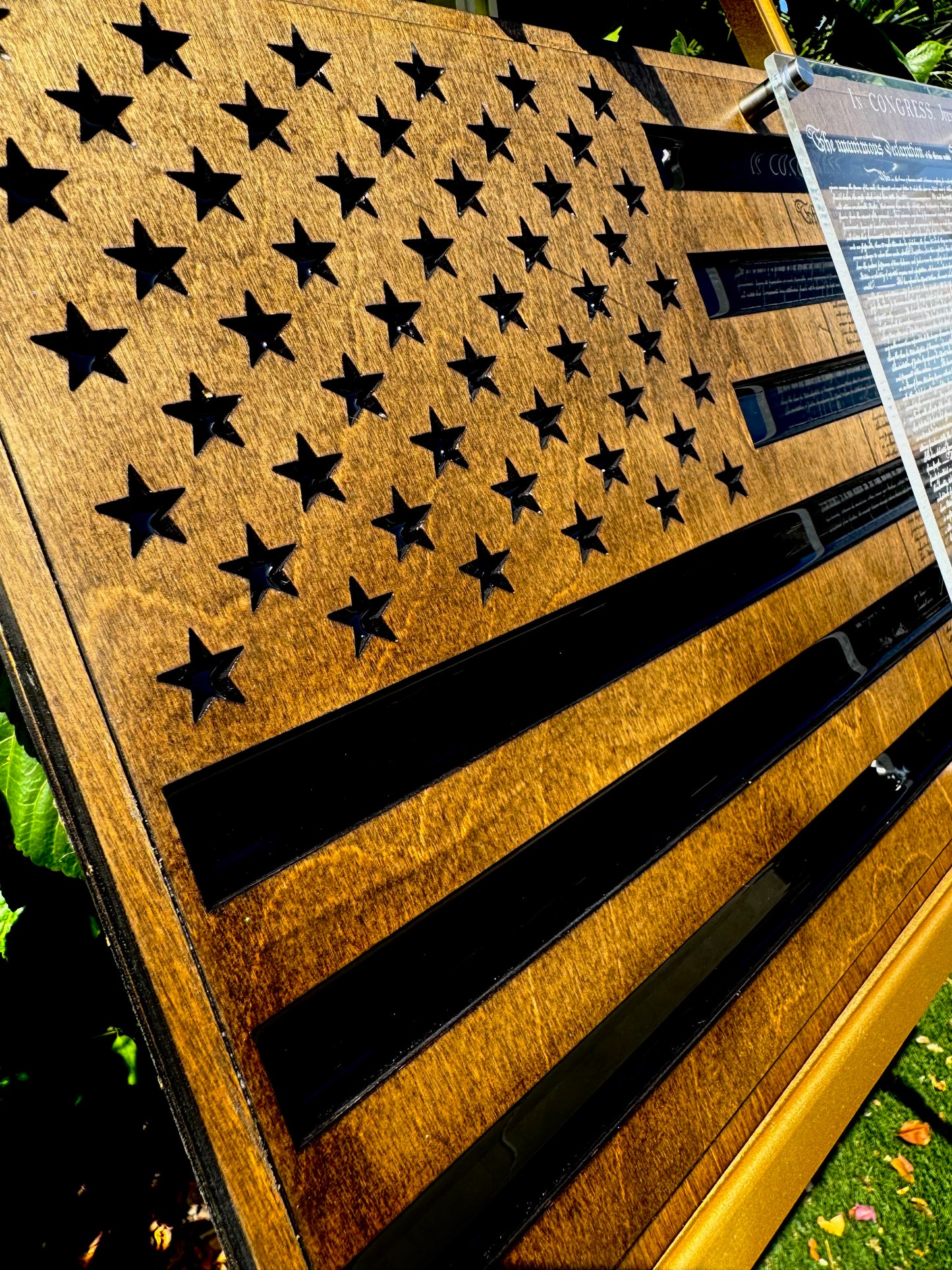 24" Laser-Engraved Birch USA with Black Epoxy Inlay & Declaration of Independence on Acrylic