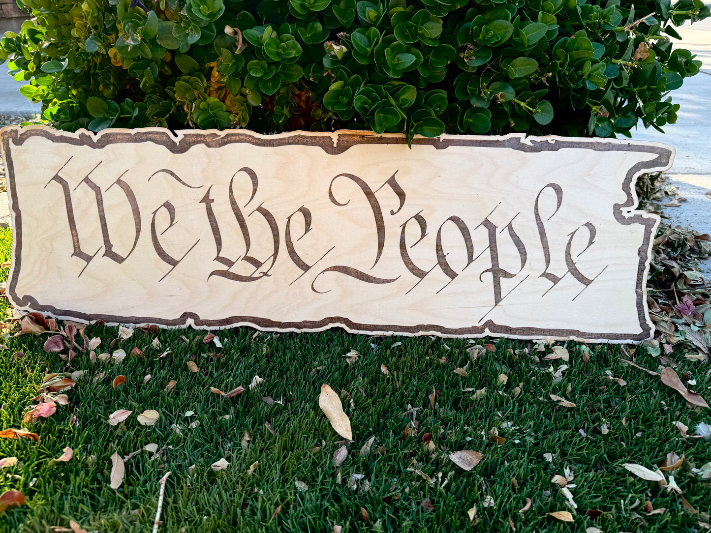 31" Wide 'We The People' Wooden Cutout – Clear Coated Finish
