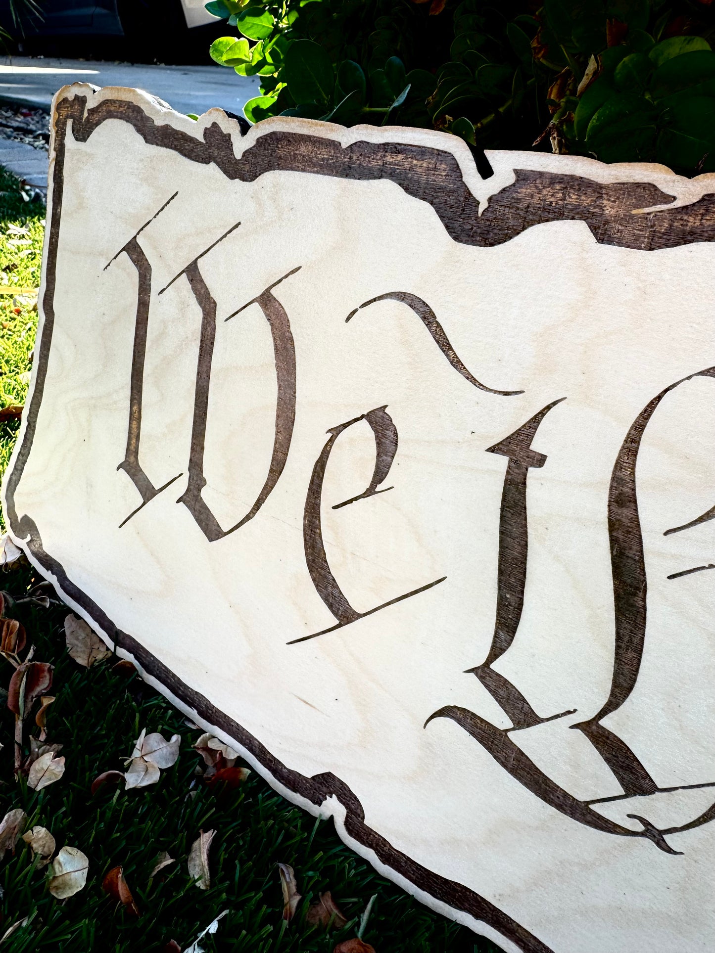 31" Wide 'We The People' Wooden Cutout – Clear Coated Finish